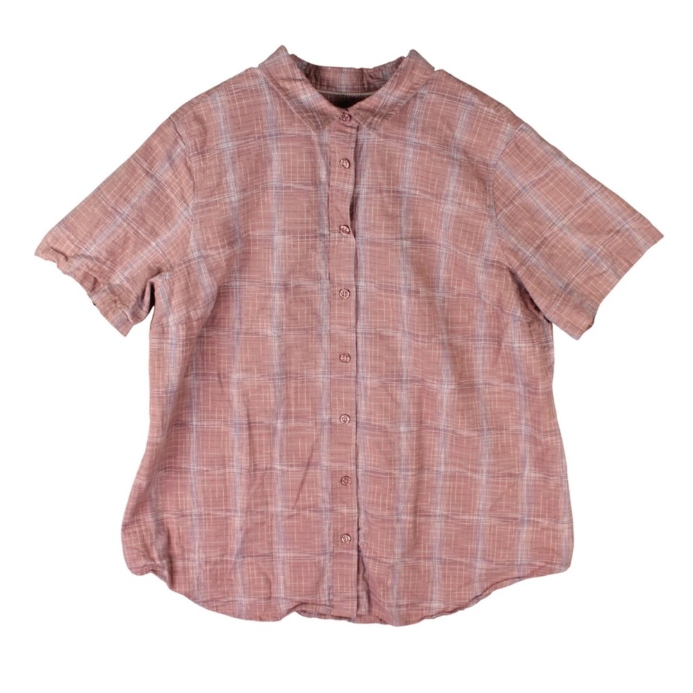 Wildfang Men Essential Buttons Up Short Sleeve Shirt Size 1X Red Geometric